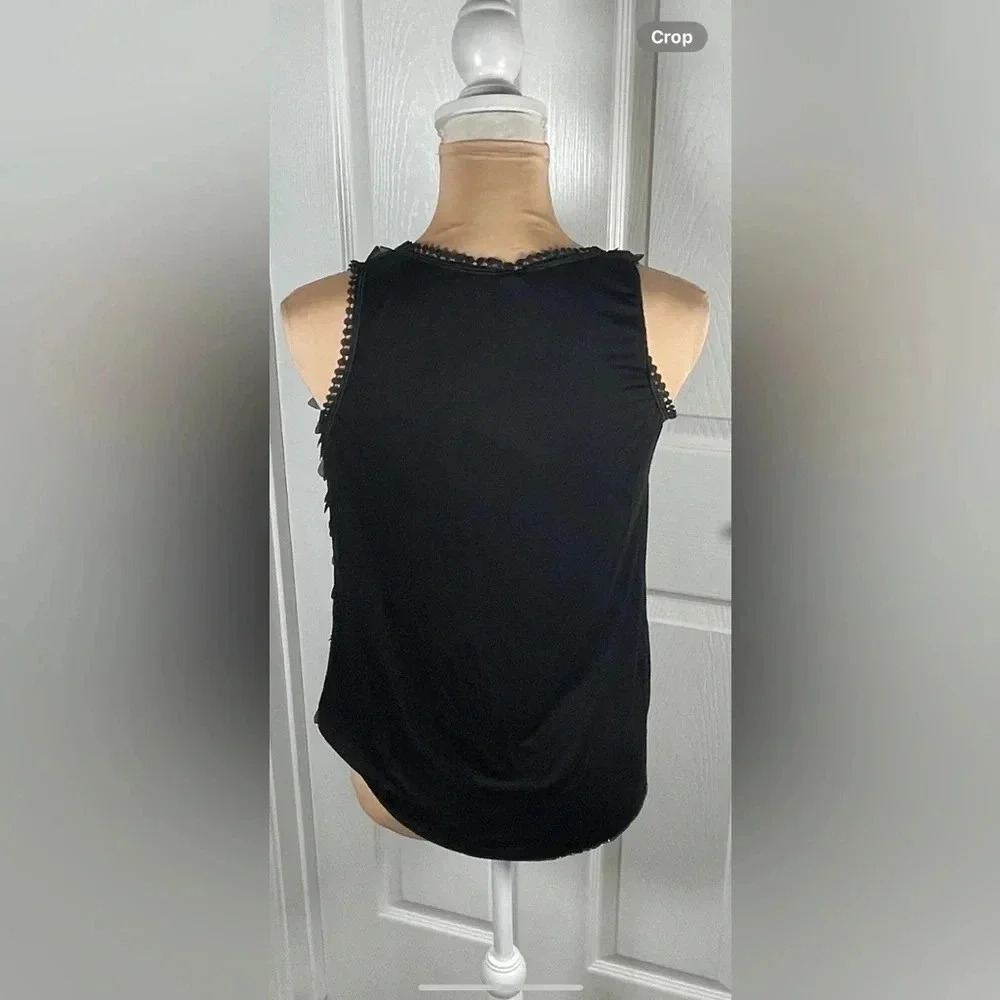 🖤 Made In Italy Black Floral Ruffle Front Blouse Medium - Picture 6 of 9